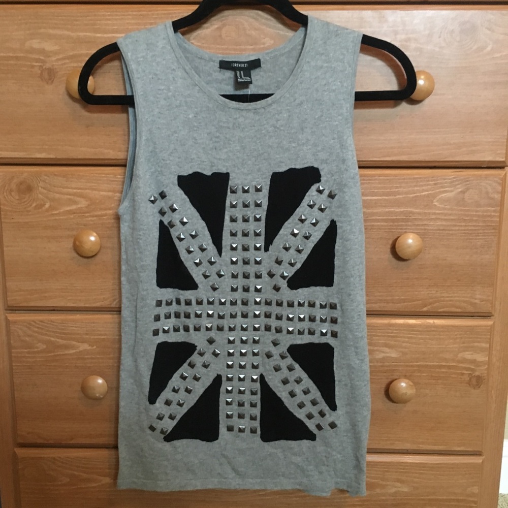Forever 21 gray studded top